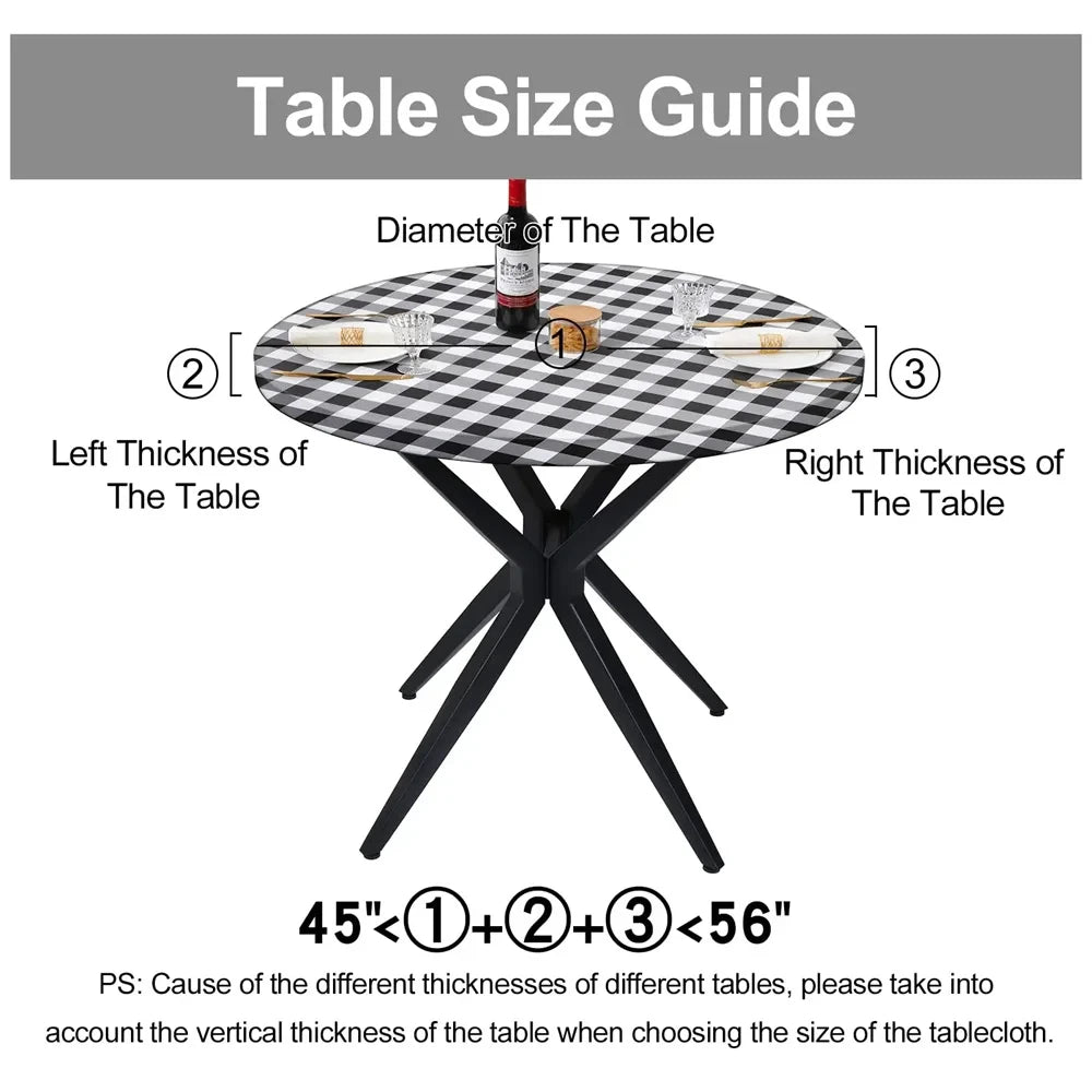 Kitinjoy-Nappe de Table Ronde Ajustée en Vinyle, Couverture artificiel astique Imperméable, Décoration de Maison, Pique-Nique, Camping, Plein Air Housse de France