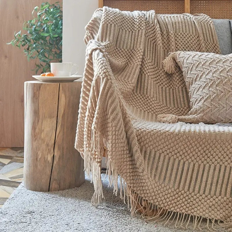 Plaid De Canapé En Laine Bouillie - Dimensions 150 X 170 Cm - Marron, Motif Montagnard/noël - Marque BenasciuttiCasa - Neuf Sous Emballage