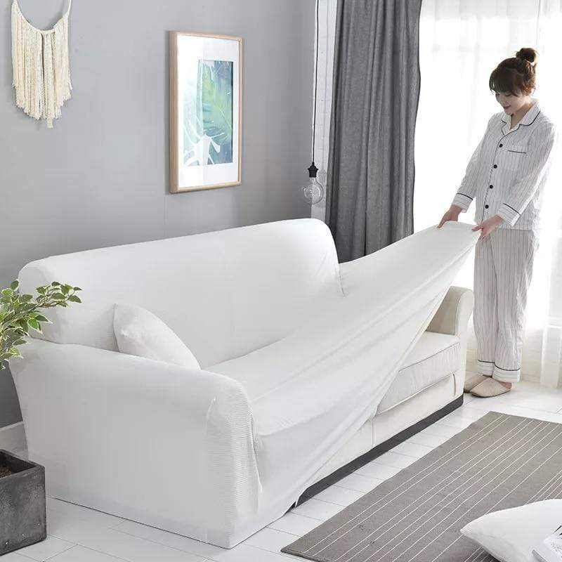 BLANC - Housse canapé universelle couleur unique pour mobiliers d'intérieur- Housse De France | Housse De France