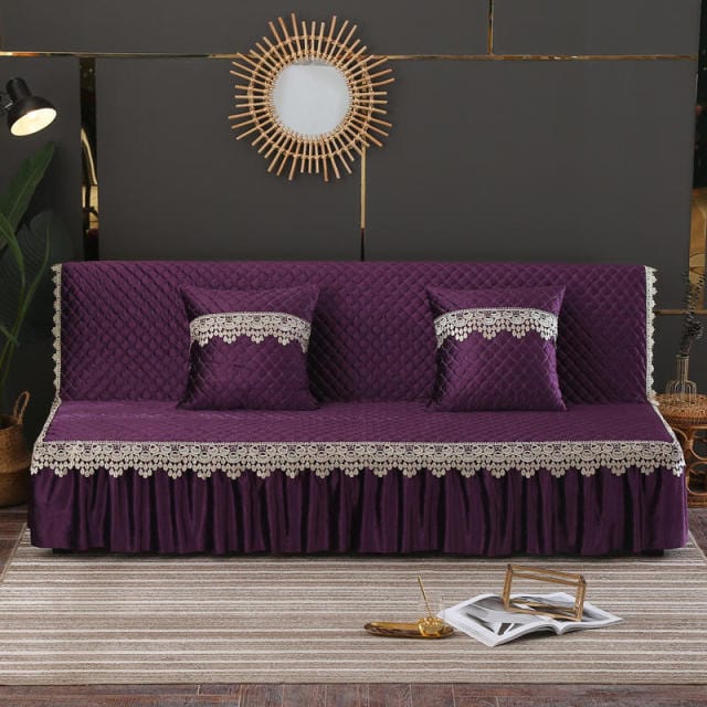 DENTLY - Housse de canapé-lit à dentelle de luxe avec jupe | Housse De France