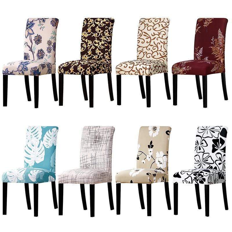 Housses de chaise extensible en tissu imprimé Housses de chaise de salle à  manger Housses de protection de siège amovibles lavables